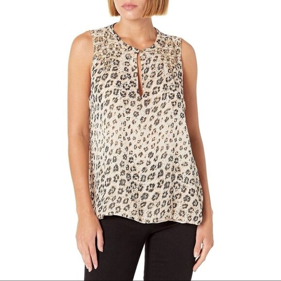 Joie Leopard Print  Sleeveless 100% Silk Corie Shirt Size XS - Picture 1 of 9